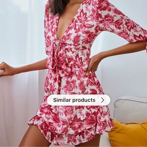 Floral red  and White romper: Large